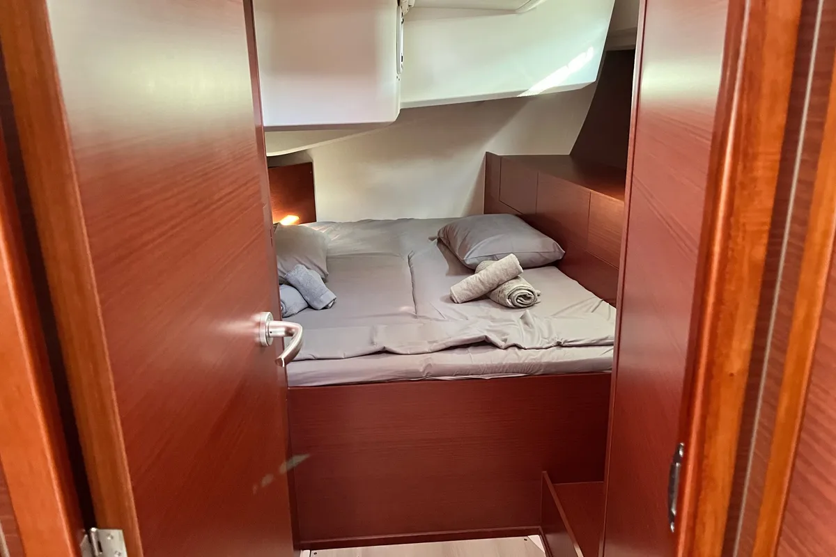 Cabin on Charles, a Hanse Yachts Hanse 508 sailboat at Lavreotiki Municipal Unit, Greece