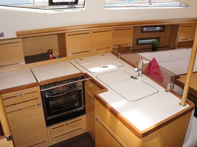 Galley of Thalia, a Elan 394 Impression sailboat at Kontokali, Greece