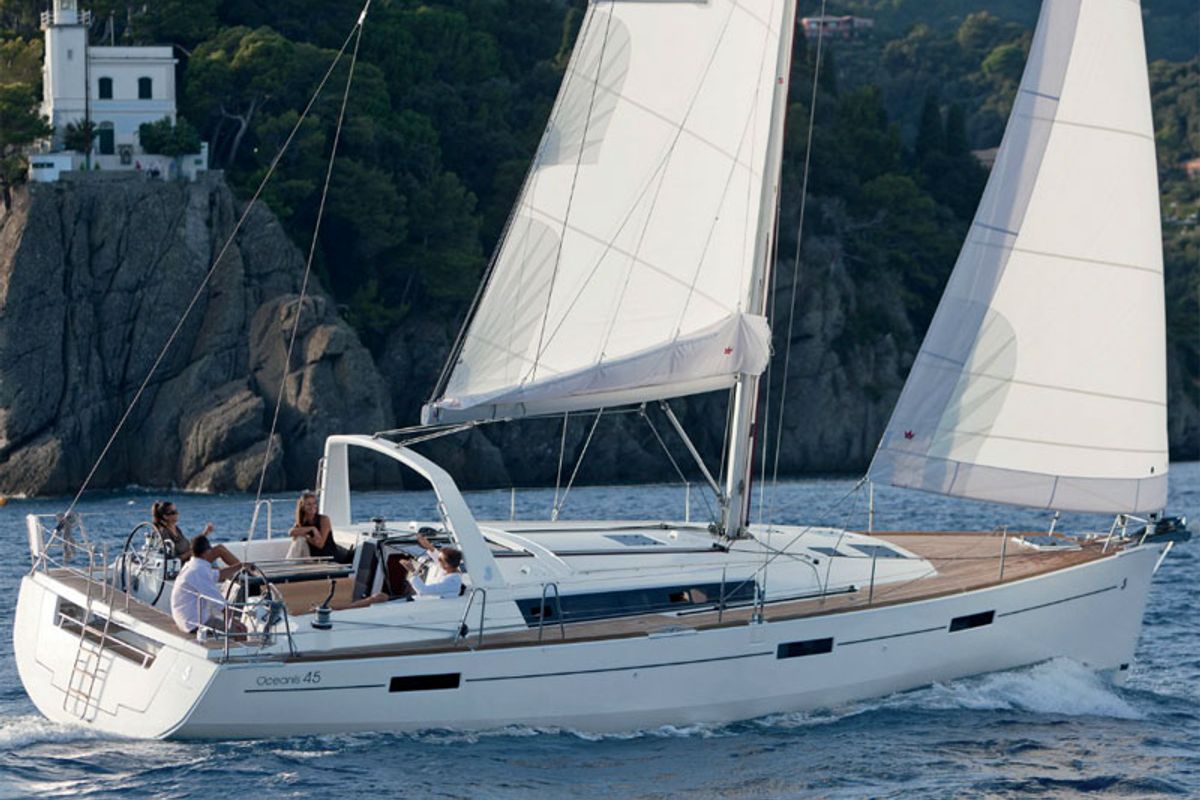 Exterior view of Mizzica, a Beneteau Oceanis 45 sailboat at Capo d'Orlando, Italy