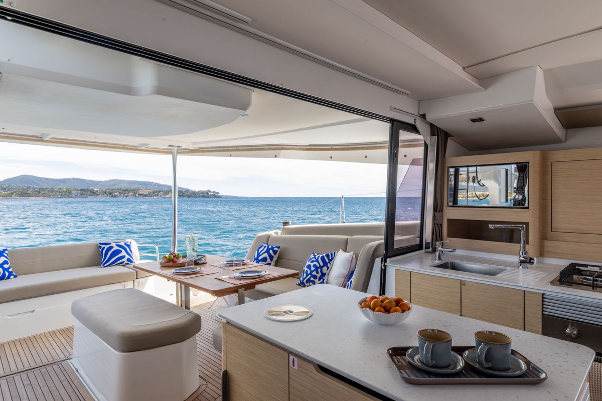 Galley of Premium +, a Fountaine Pajot New 44 catamaran at Portimão, Portugal