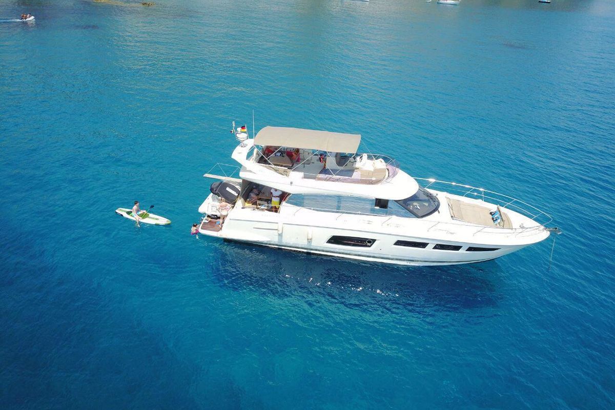 Exterior view of Very Bery, a Prestige 550 Fly motorboat at Primošten, Croatia
