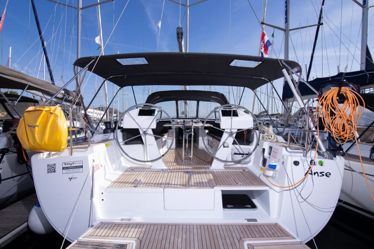 Salon of Anse, a Hanse Yachts Hanse 505 sailboat at Grad Šibenik, Croatia