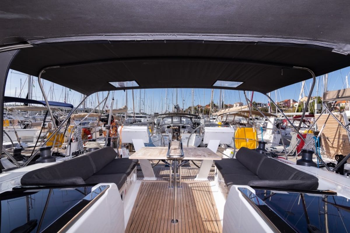 Exterior view of Anse, a Hanse Yachts Hanse 505 sailboat at Grad Šibenik, Croatia