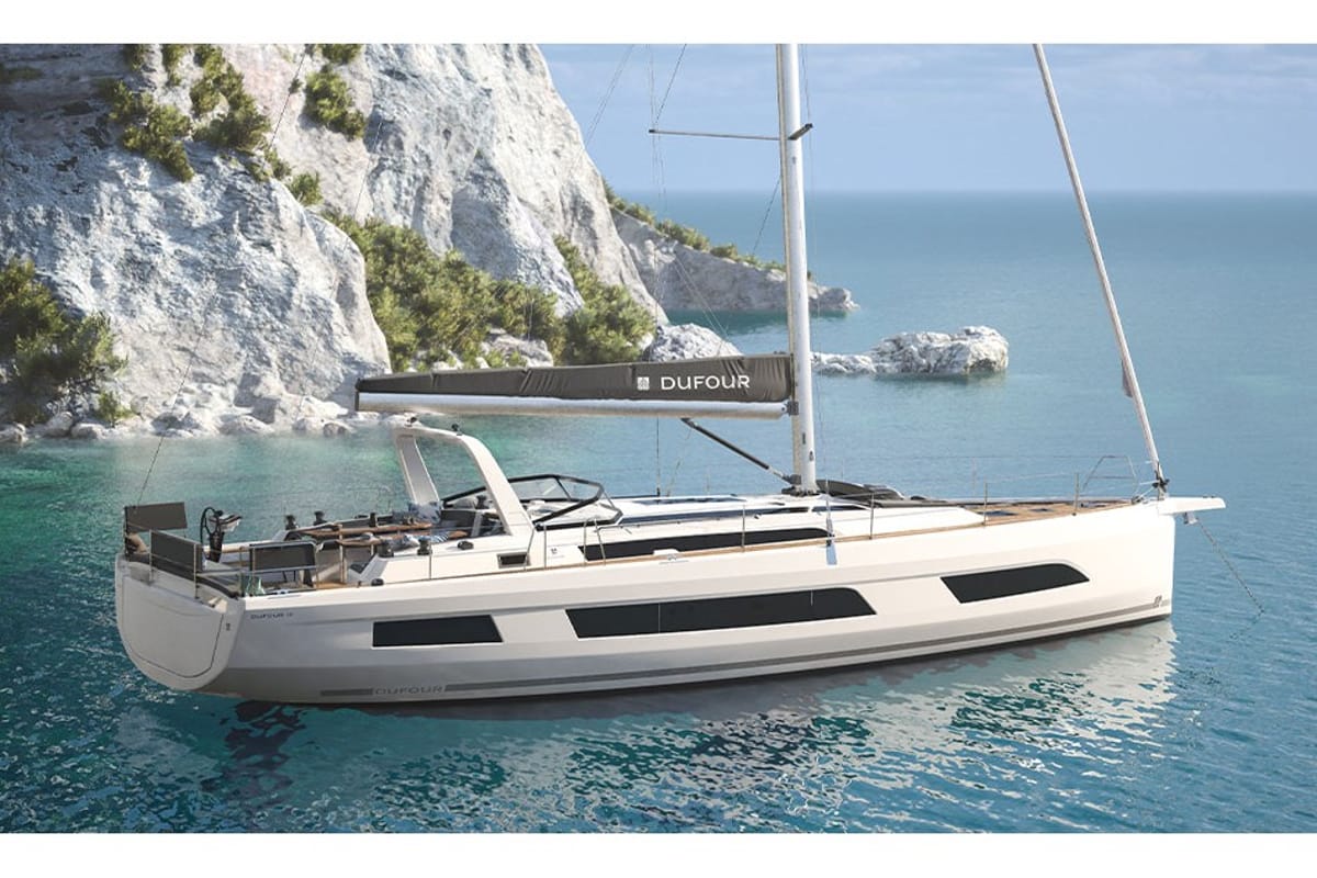 Exterior view of Violante, a Dufour 54 sailboat at Puntone di Scarlino, Italy