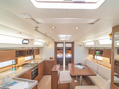 Galley of Esperanza, a Beneteau Oceanis 46.1 sailboat at Lavreotiki Municipal Unit, Greece