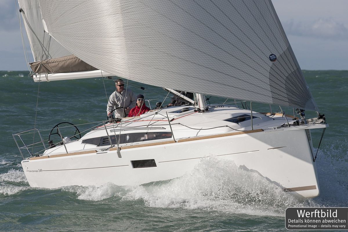 Exterior view of Serineh, a Jeanneau Sun Odyssey 349 sailboat at Punat, Croatia