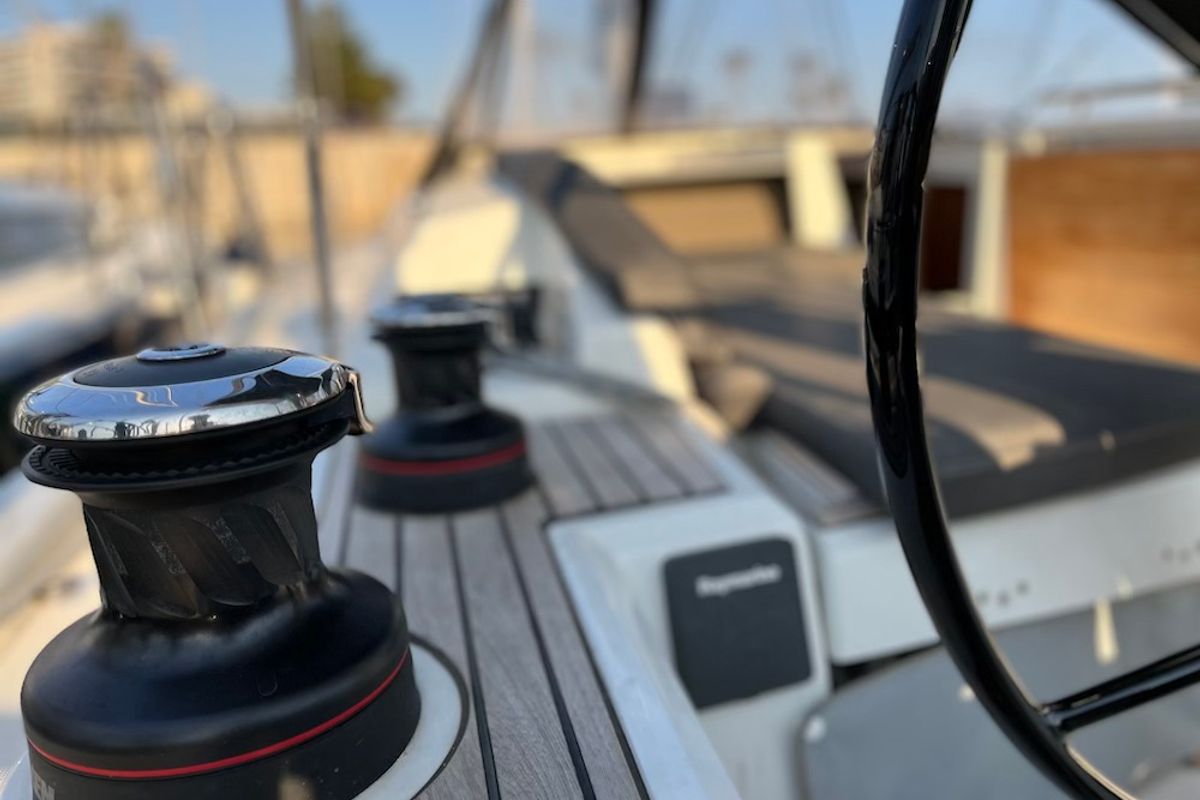 Deck of Marilyn, a Beneteau Oceanis 46.1 sailboat at Athens, Greece