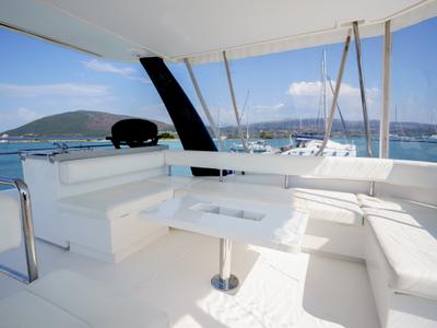 Deck of Horizon, a Leopard 43 PC catamaran at Municipal Unit of Lefkada, Greece