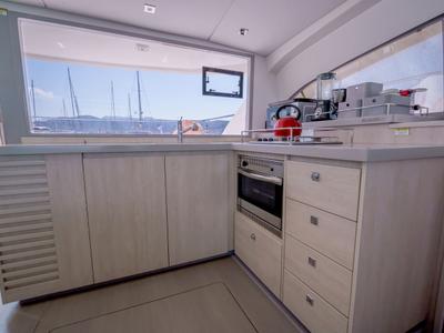 Galley of Horizon, a Leopard 43 PC catamaran at Municipal Unit of Lefkada, Greece