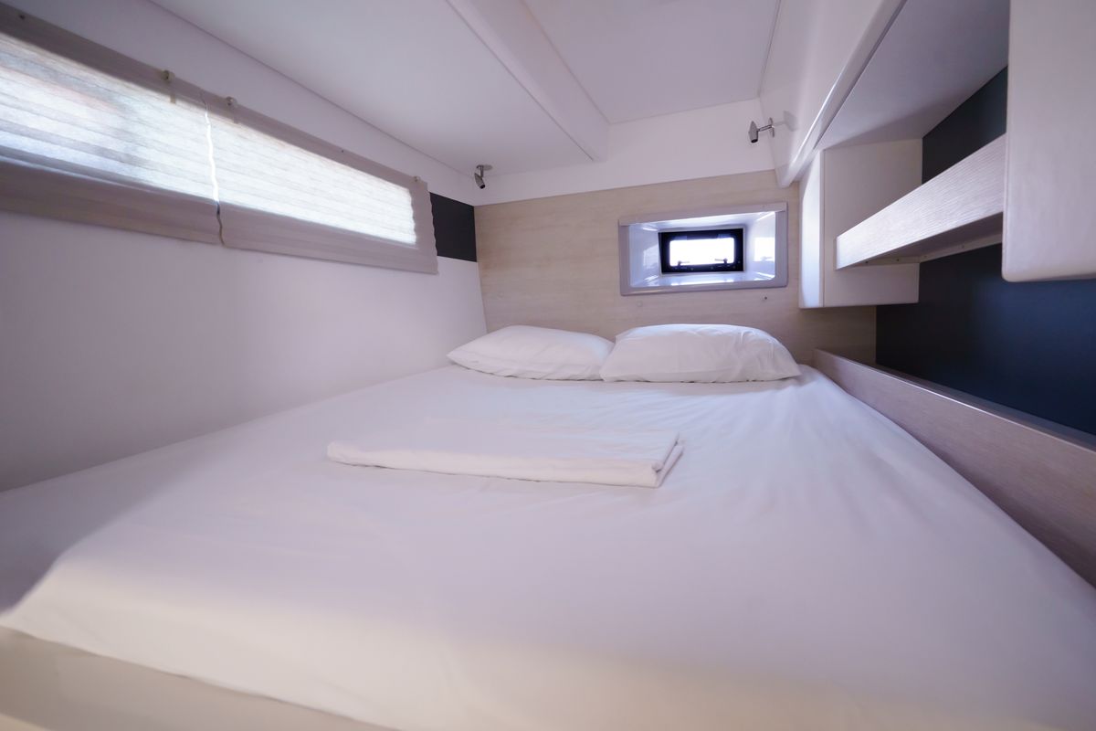 Cabin on Horizon, a Leopard 43 PC catamaran at Municipal Unit of Lefkada, Greece