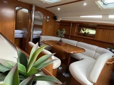 Salon of Tattoo, a Jeanneau Sun Odyssey 45 sailboat at Sithonia Municipal Unit, Greece