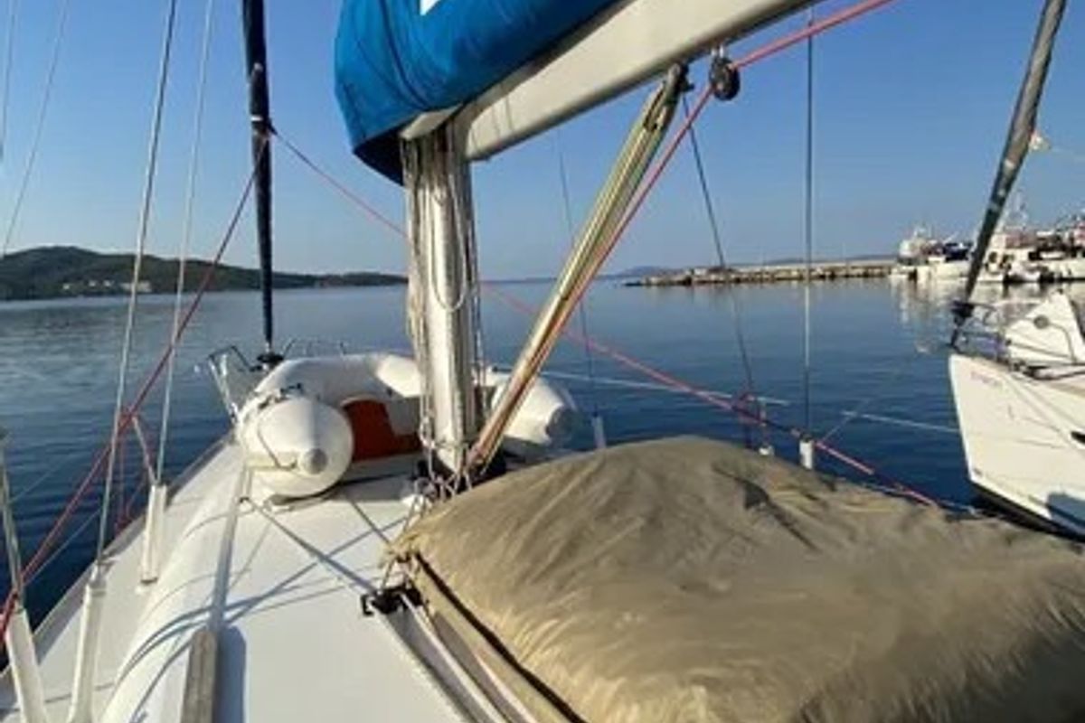 Deck of Tattoo, a Jeanneau Sun Odyssey 45 sailboat at Sithonia Municipal Unit, Greece