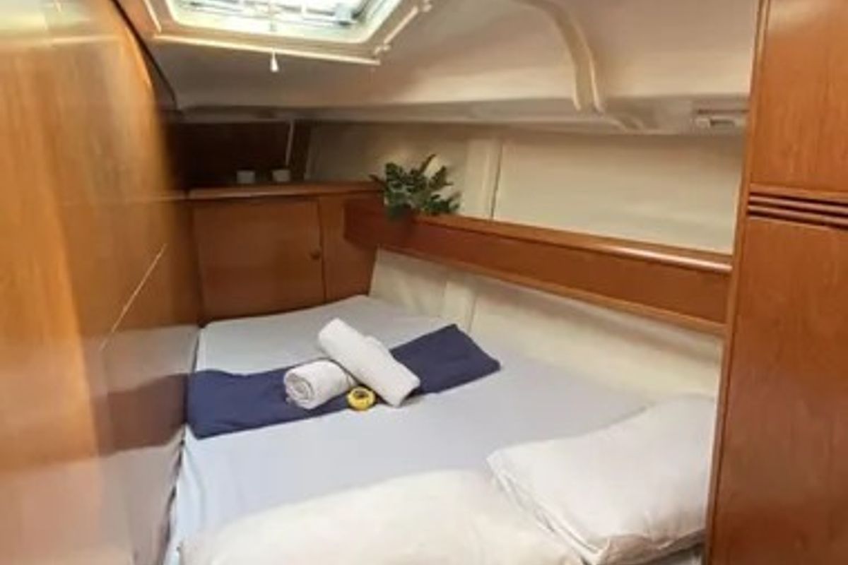 Cabin on Tattoo, a Jeanneau Sun Odyssey 45 sailboat at Sithonia Municipal Unit, Greece