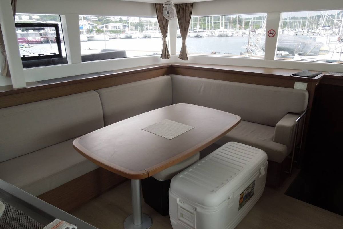 Salon of Poivre, a Lagoon 450 S catamaran at Seychelles, Mahe, Seychelles
