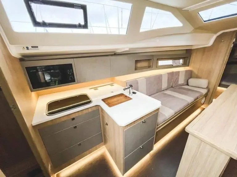 Galley of Wyspa Ilma, a Northman Maxus 34 sailboat at Sztynort, Poland