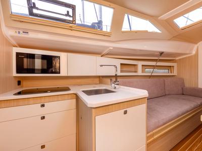 Galley of Wyspa Ilma, a Northman Maxus 34 sailboat at Sztynort, Poland