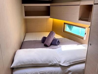 Cabin on Capriccio, a Beneteau Oceanis 46.1 sailboat at Gouvia, Greece