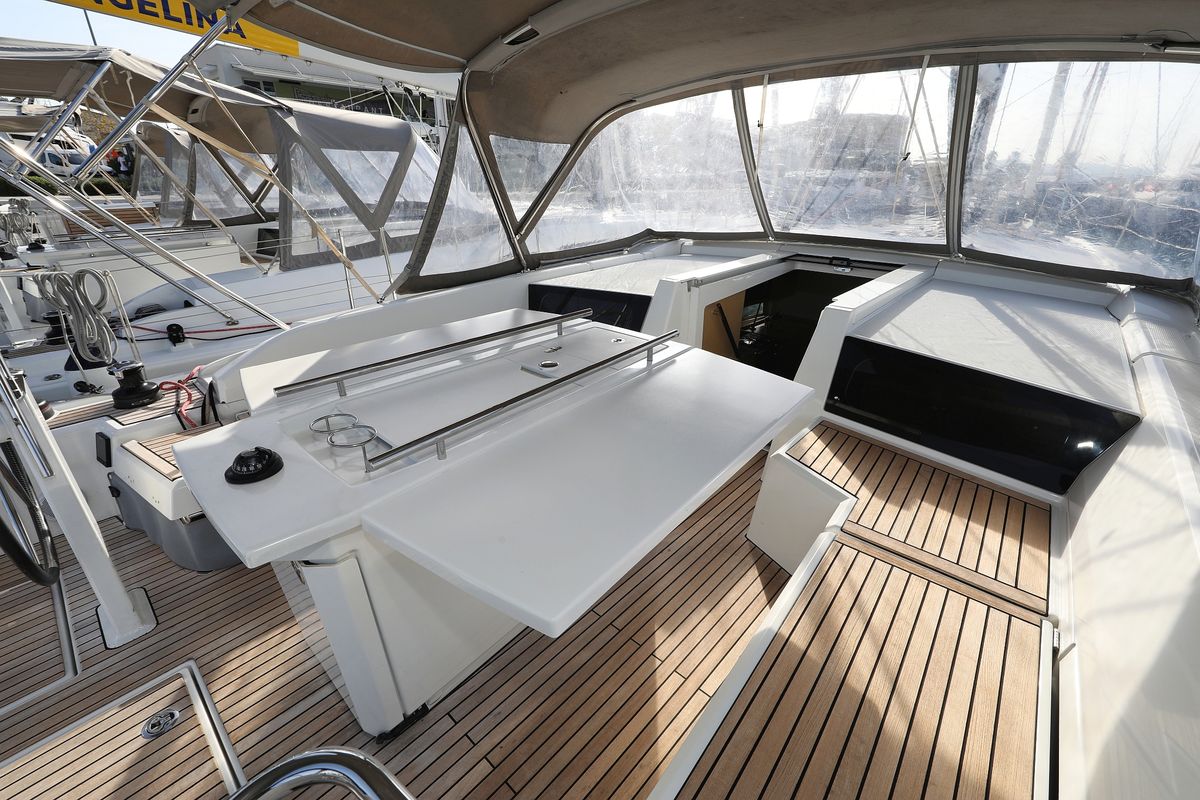 Deck of Lambda, a Beneteau Oceanis 46.1 sailboat at Grad Trogir, Croatia