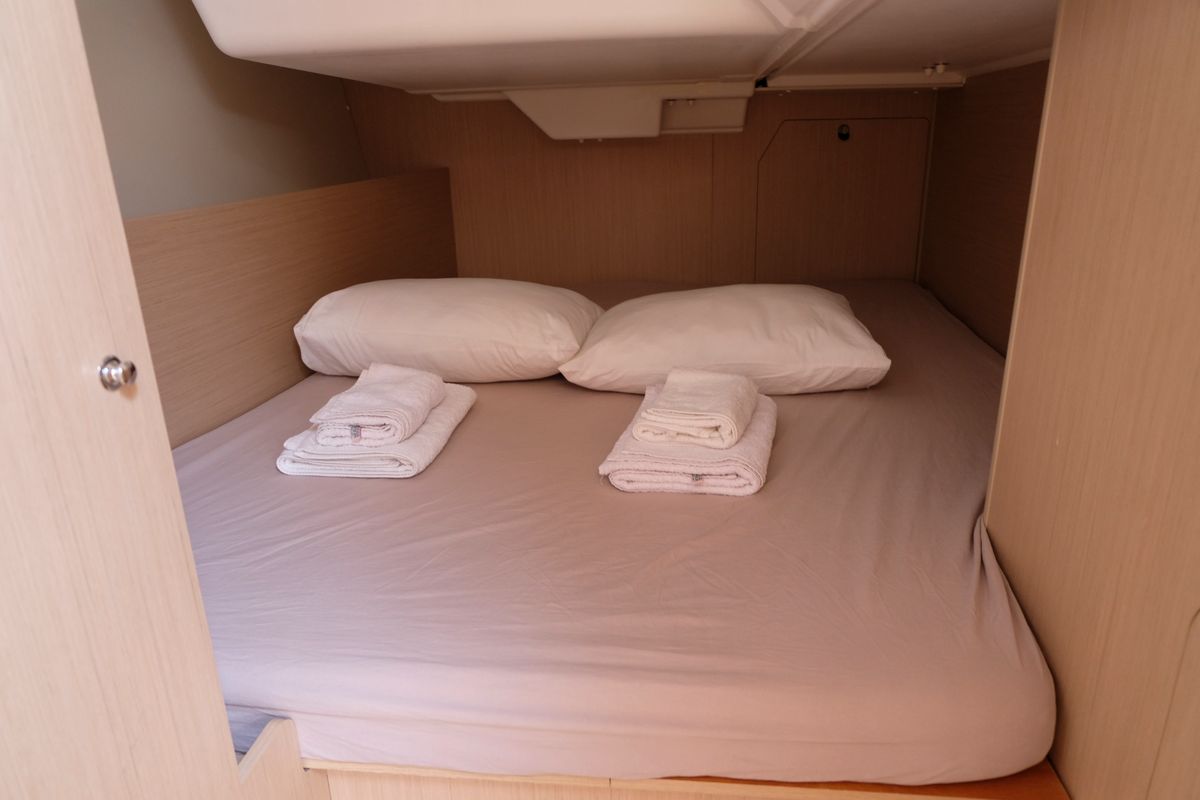 Cabin on Triton 89, a Beneteau Oceanis 38.1 sailboat at Fethiye, Turkey