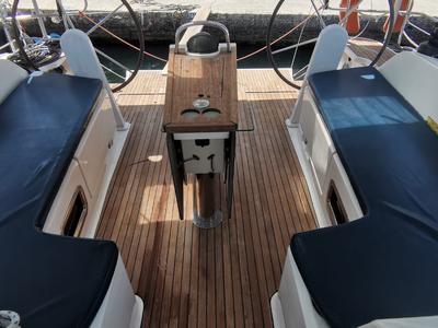 Cockpit of Volante, a Bavaria Cruiser 46 sailboat at Volos Municipality, Greece