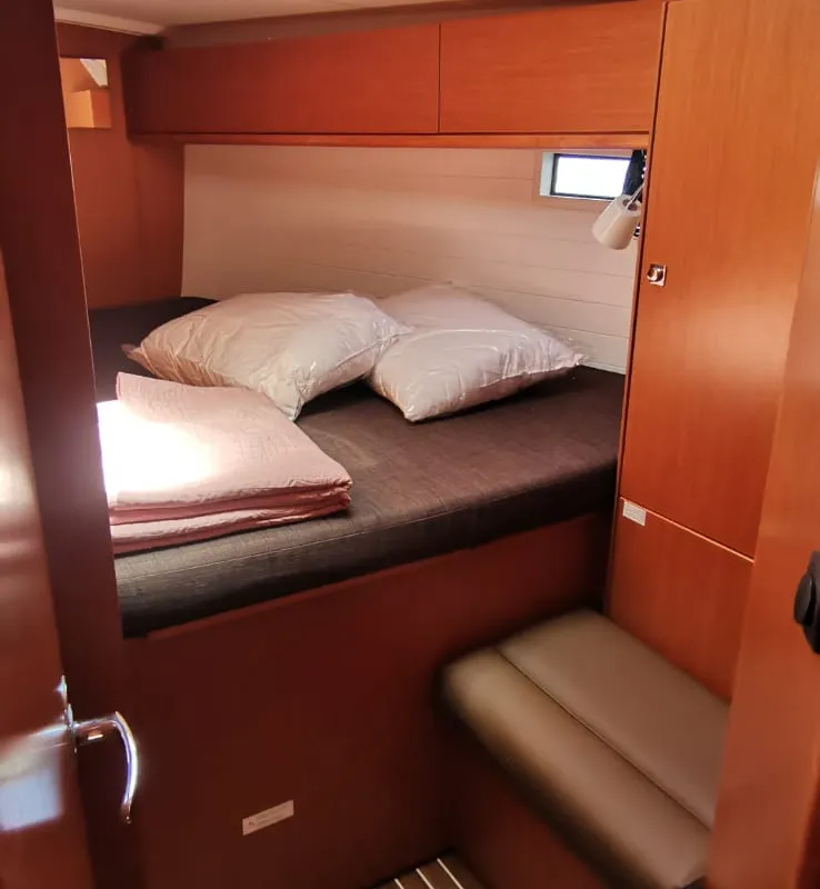 Cabin on Volante, a Bavaria Cruiser 46 sailboat at Volos Municipality, Greece