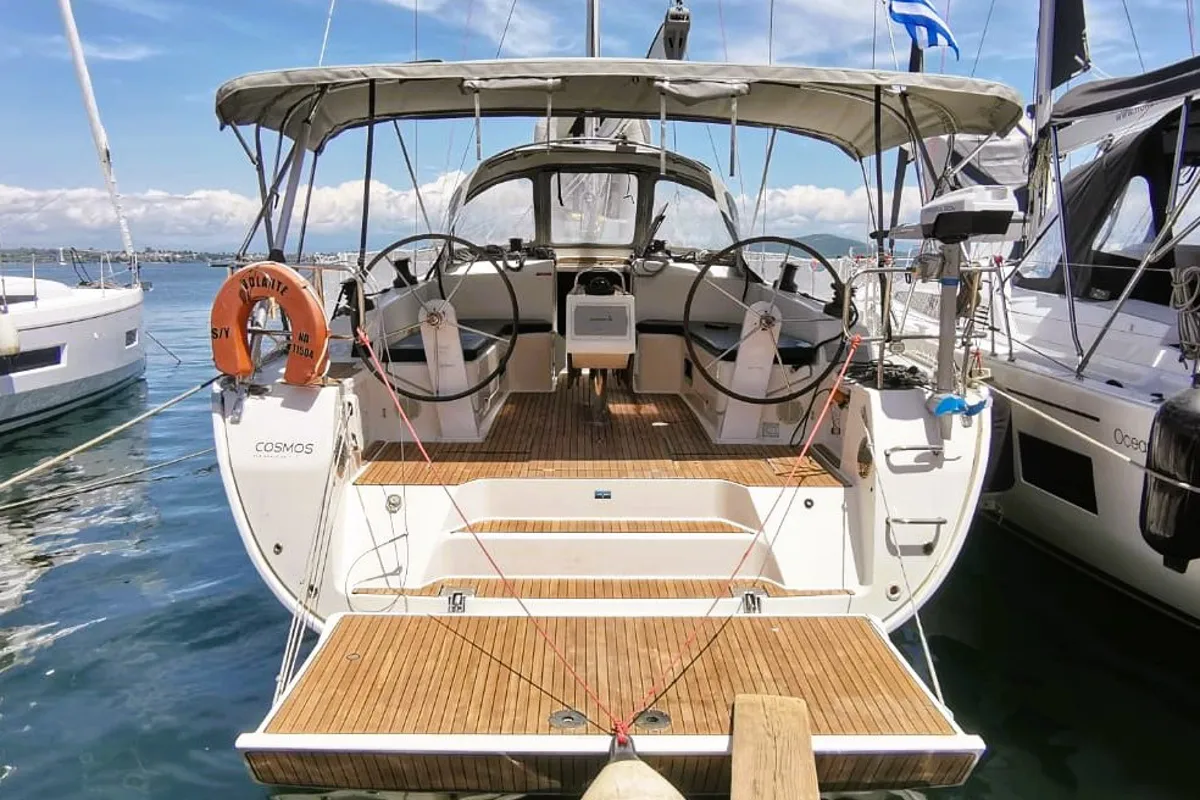 Exterior view of Volante, a Bavaria Cruiser 46 sailboat at Volos Municipality, Greece