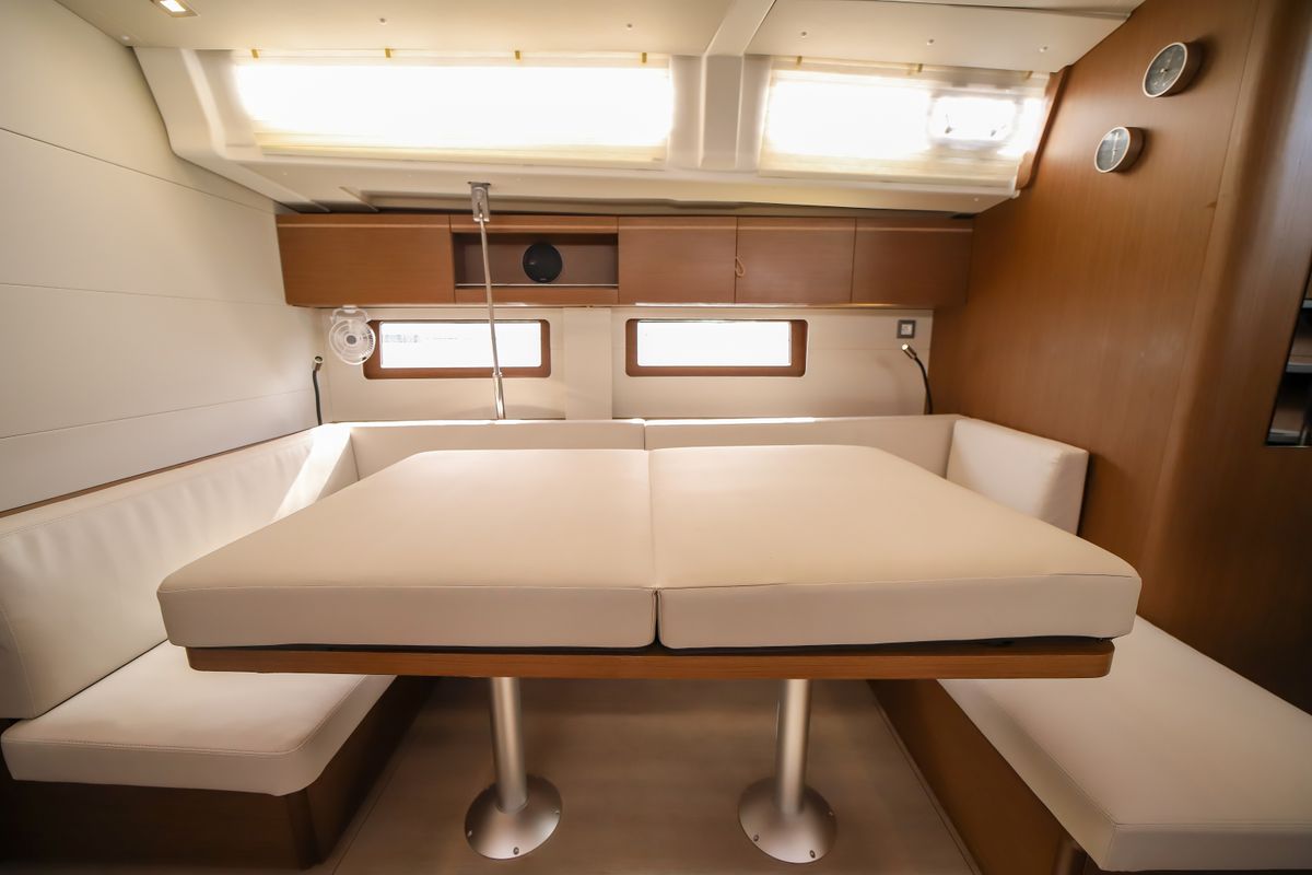 Salon of Artemide, a Beneteau Oceanis 51.1 sailboat at Olbia, Italy