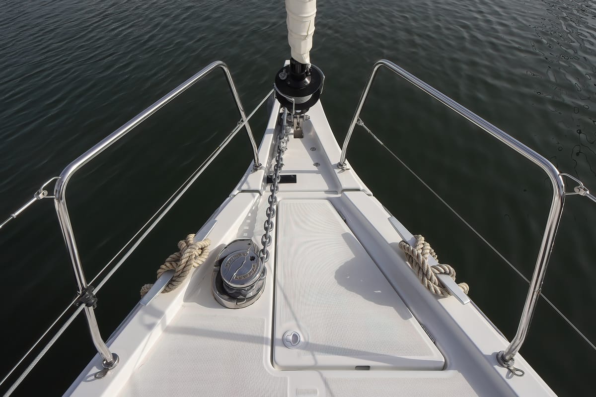Deck of Artemide, a Beneteau Oceanis 51.1 sailboat at Olbia, Italy