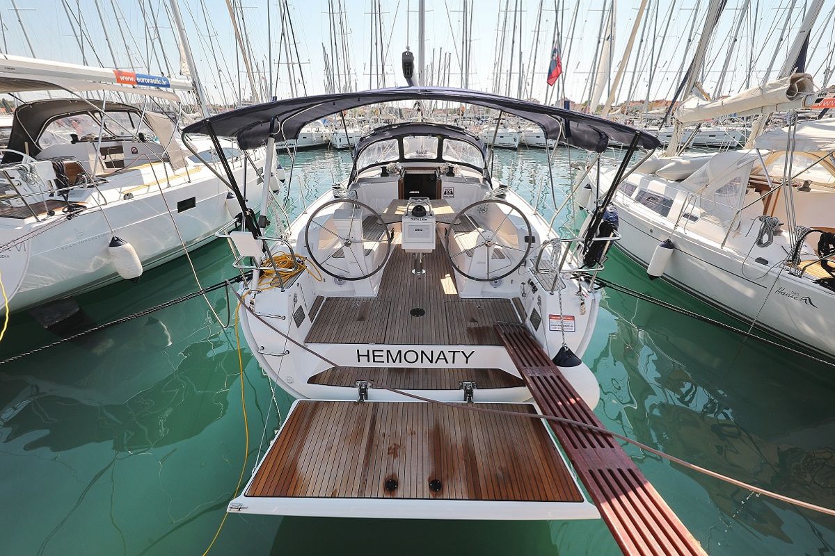 Exterior view of Hemonaty, a Bavaria Cruiser 41 sailboat at Grad Biograd na Moru, Croatia