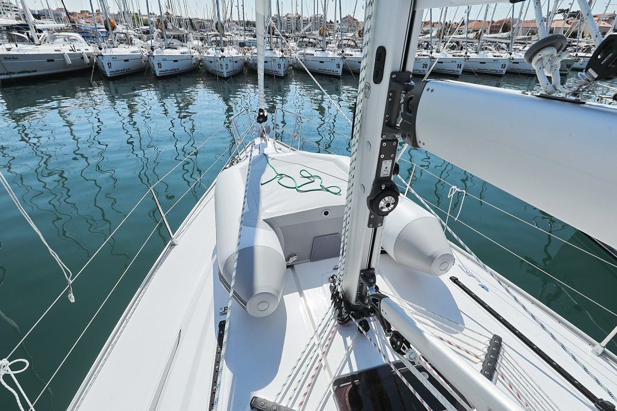 Deck of Hemonaty, a Bavaria Cruiser 41 sailboat at Grad Biograd na Moru, Croatia