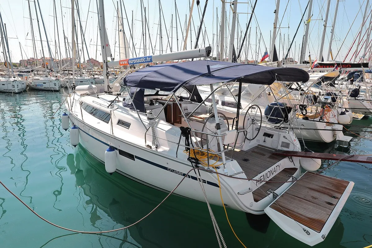 Exterior view of Hemonaty, a Bavaria Cruiser 41 sailboat at Grad Biograd na Moru, Croatia