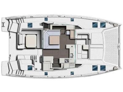 Floor plan of Obsession, a Leopard 45 catamaran at Gouvia, Greece