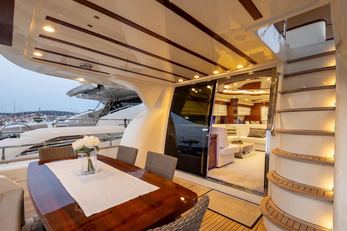 Deck of Lady Lona, a Amer 86 yacht at Seget Donji, Croatia