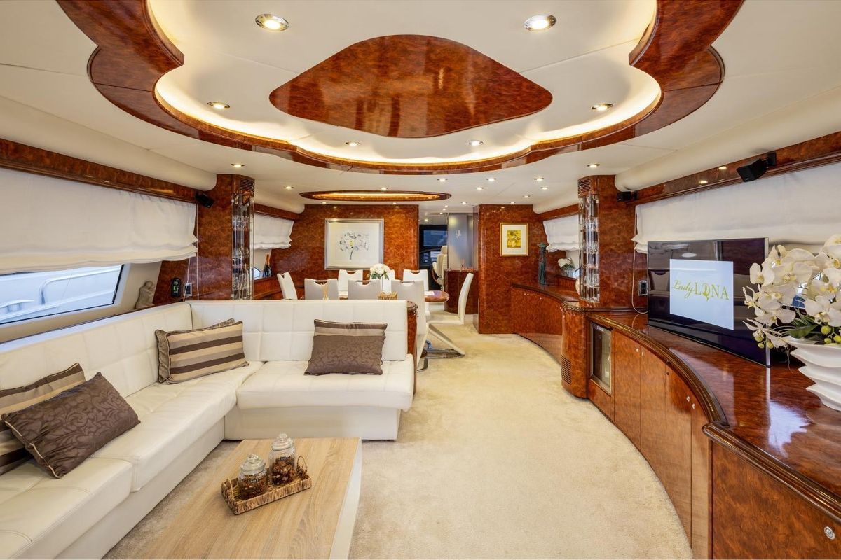 Salon of Lady Lona, a Amer 86 yacht at Seget Donji, Croatia