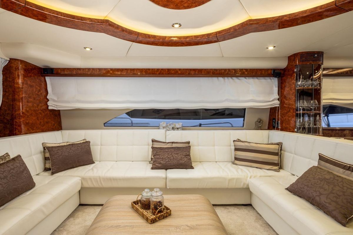 Salon of Lady Lona, a Amer 86 yacht at Seget Donji, Croatia