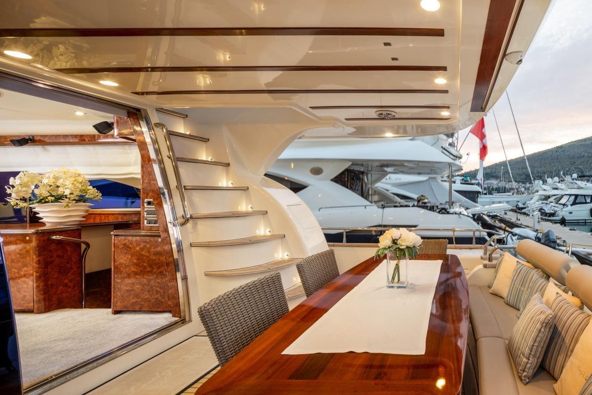 Deck of Lady Lona, a Amer 86 yacht at Seget Donji, Croatia