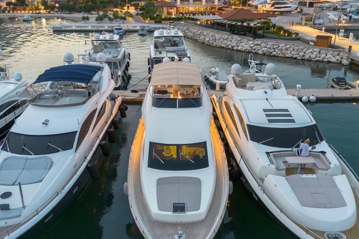 Exterior view of Lady Lona, a Amer 86 yacht at Seget Donji, Croatia