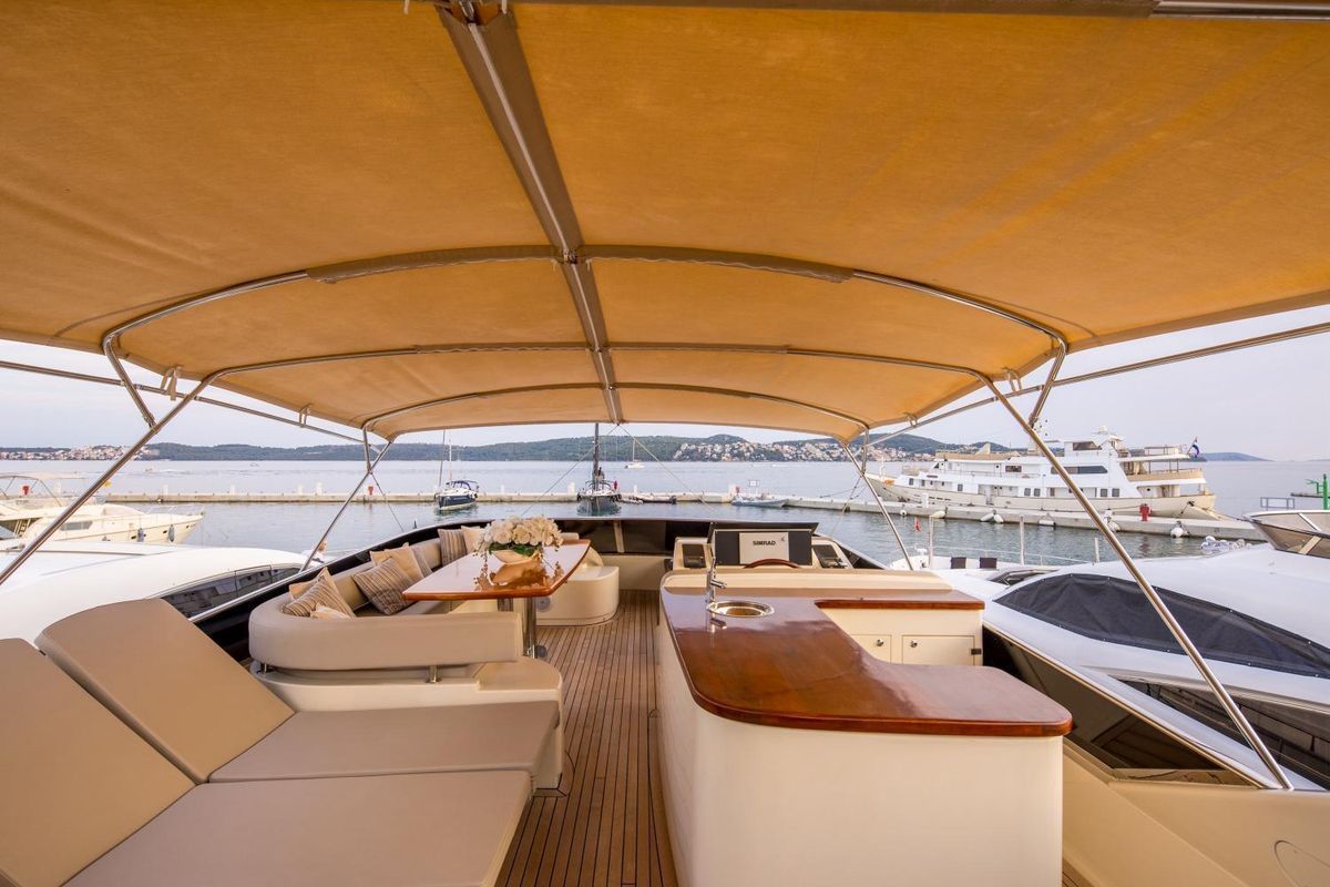 Deck of Lady Lona, a Amer 86 yacht at Seget Donji, Croatia