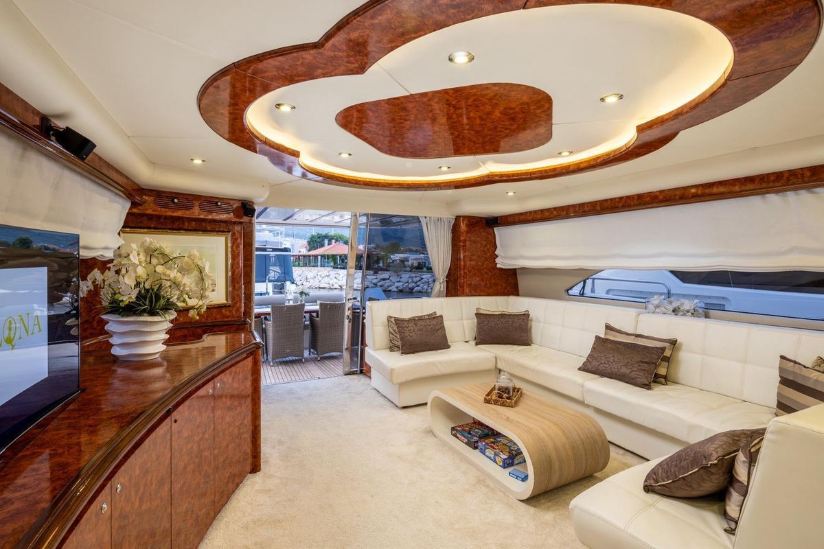 Salon of Lady Lona, a Amer 86 yacht at Seget Donji, Croatia