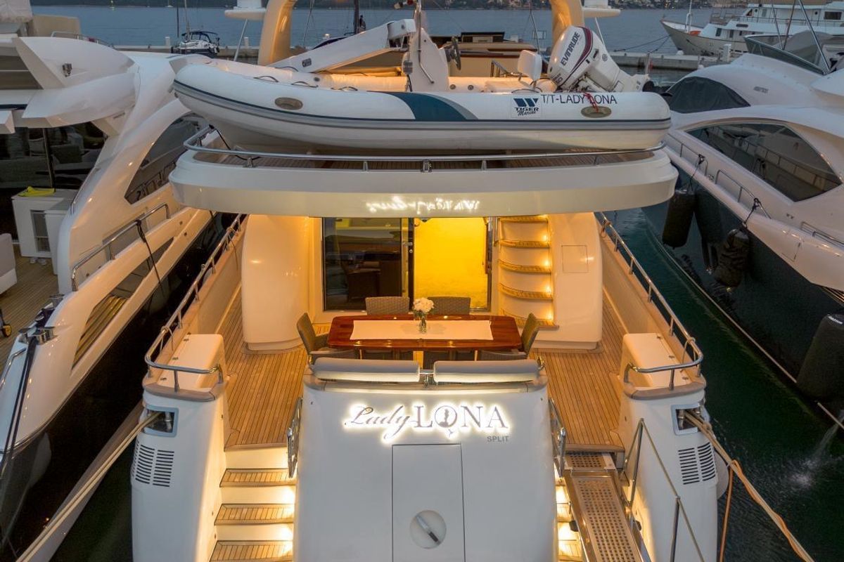Exterior view of Lady Lona, a Amer 86 yacht at Seget Donji, Croatia
