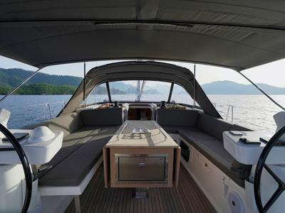 Cockpit of La Esperanza, a Dufour 520 Grand Large sailboat at Marmaris, Turkey