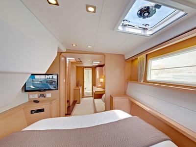 Cabin on Bonita, a Lagoon 450 Fly catamaran at Thira Municipal Unit, Greece