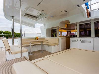 Deck of Bonita, a Lagoon 450 Fly catamaran at Thira Municipal Unit, Greece