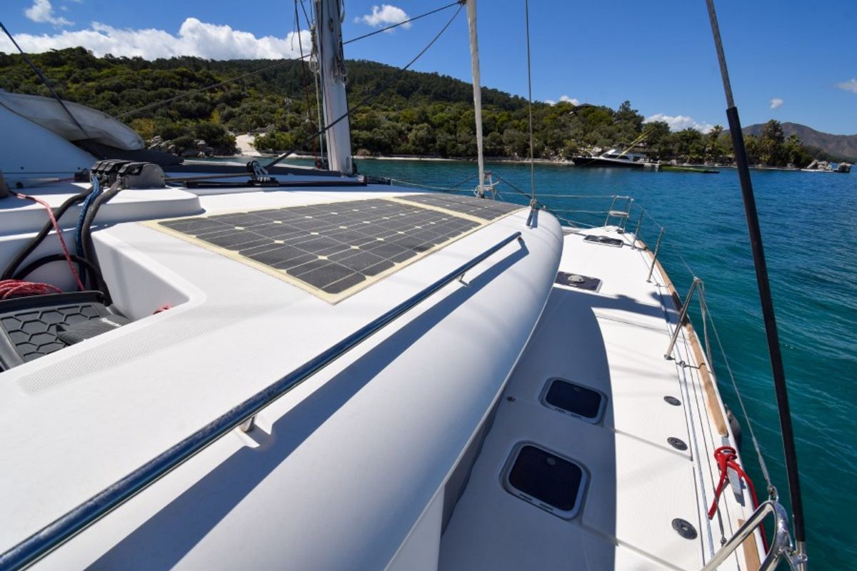 Deck of Loryma Sailing, a Lagoon 450 catamaran at Marmaris, Turkey