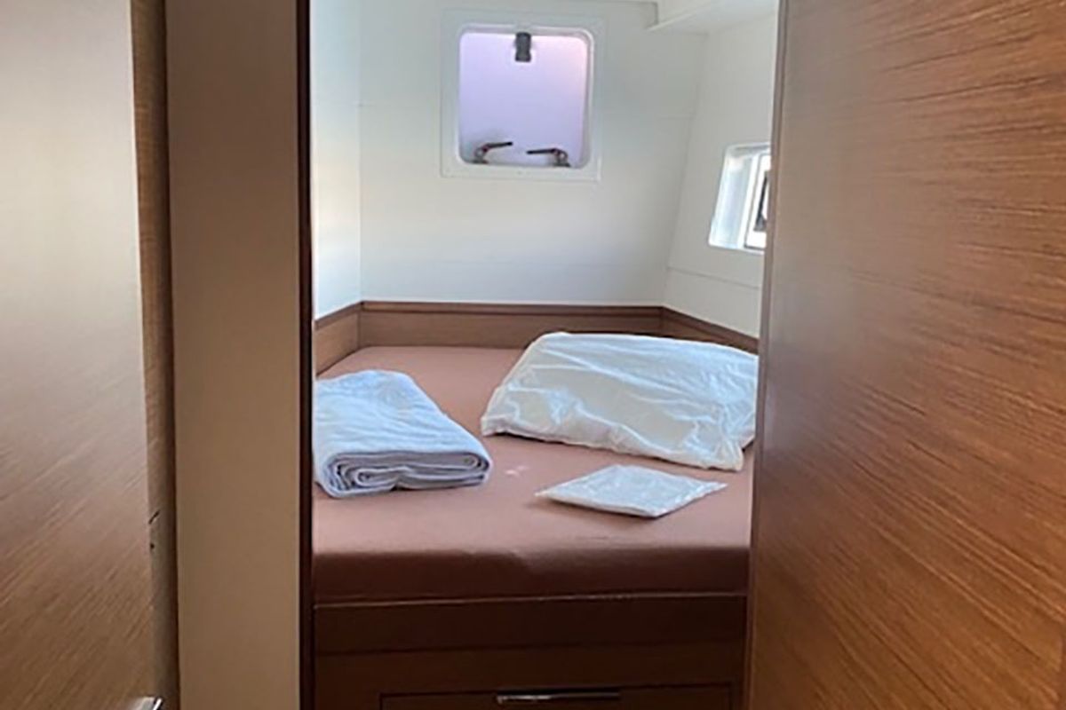 Cabin on ESTEREL, a Lagoon 40 catamaran at La Favière, France