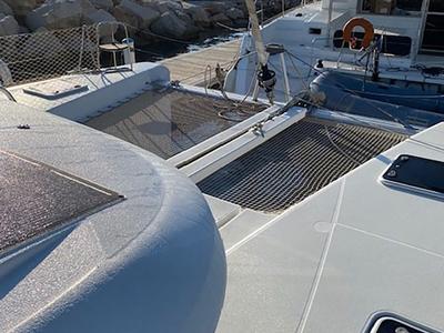 Deck of ESTEREL, a Lagoon 40 catamaran at La Favière, France