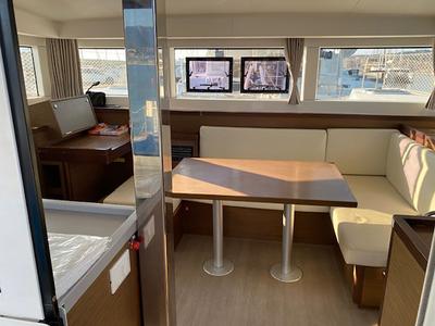 Salon of ESTEREL, a Lagoon 40 catamaran at La Favière, France