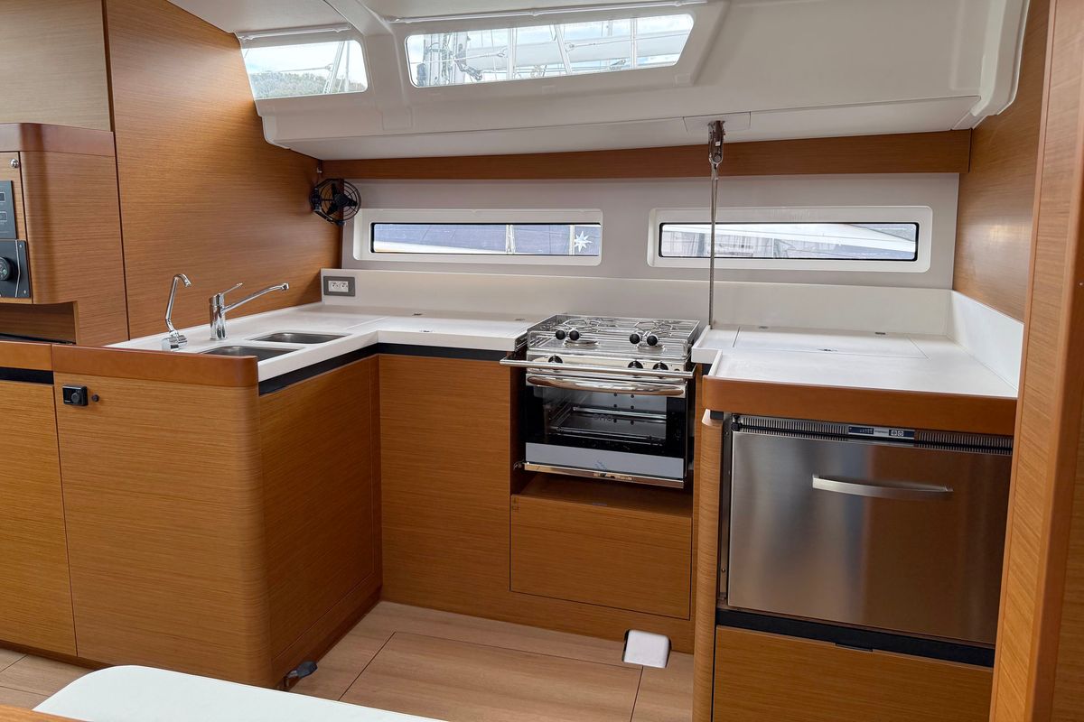 Galley of Poseidon, a Jeanneau Sun Odyssey 490 sailboat at Grad Biograd na Moru, Croatia