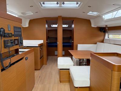 Salon of Poseidon, a Jeanneau Sun Odyssey 490 sailboat at Grad Biograd na Moru, Croatia