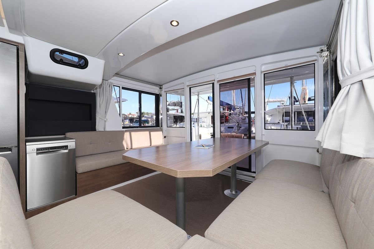 Salon of Aurora, a Bali 4.2 catamaran at Grad Vodice, Croatia